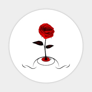 Red Rose Blooming From Eye / Light Clothes Magnet